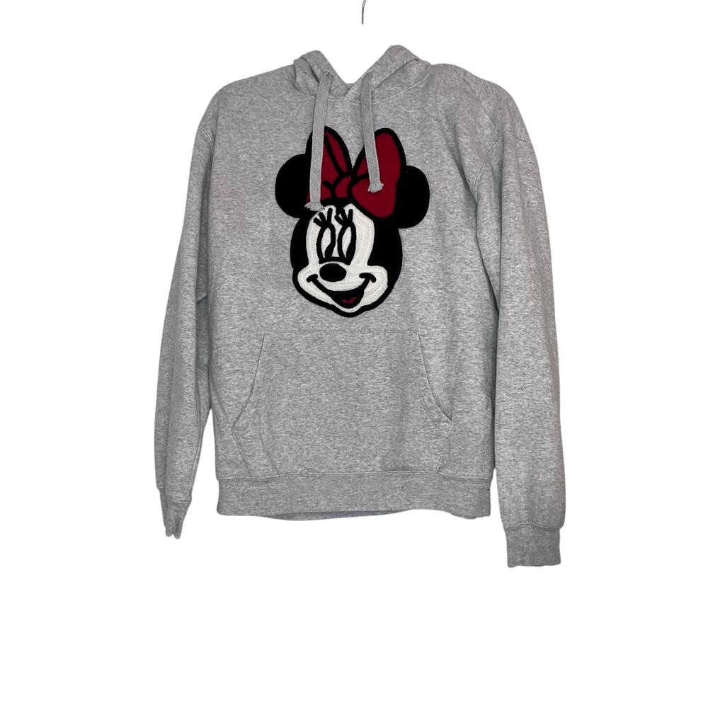 Disney Minnie Mouse Crochet Minnie Heather Gray Hooded Sweatshirt Hoodie Medium